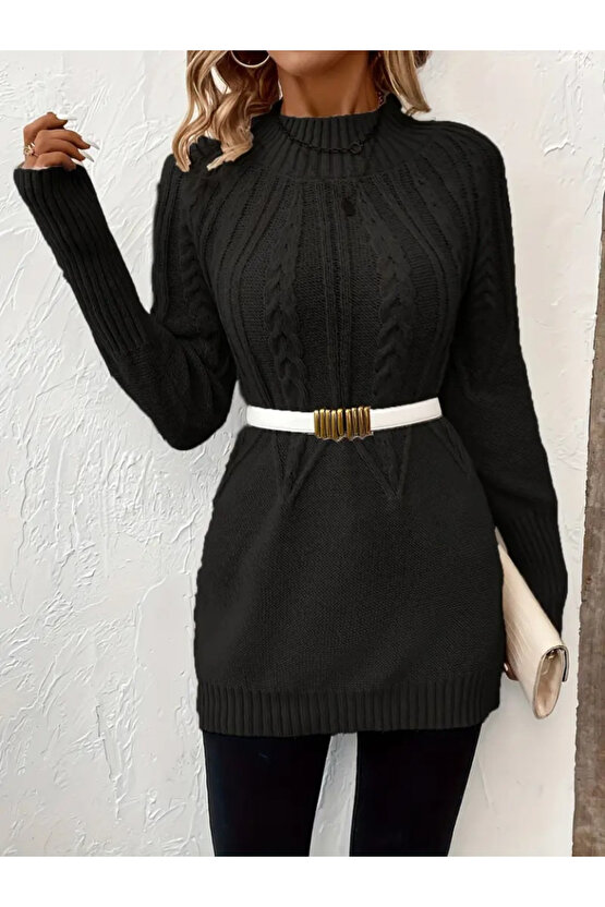 EQURİ Kadın Uzun Kollu Yarı Balıkçı Yaka Triko Bluz