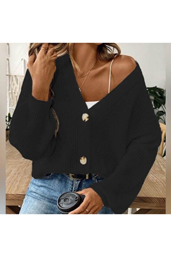 Düğme Detay Triko Bluz