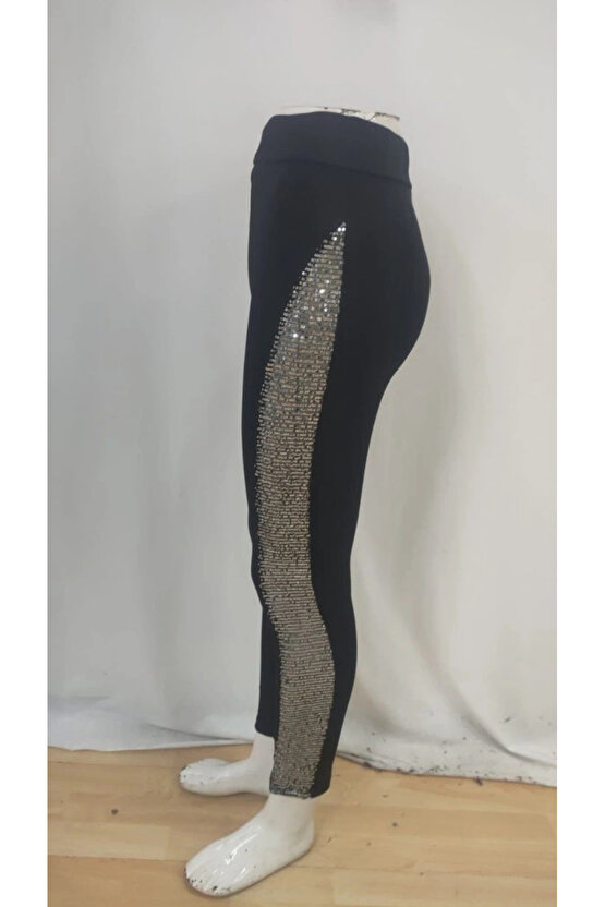 Kadın Yüksek Bel Yarı şerit Pul Payetli Dalgıç Tayt