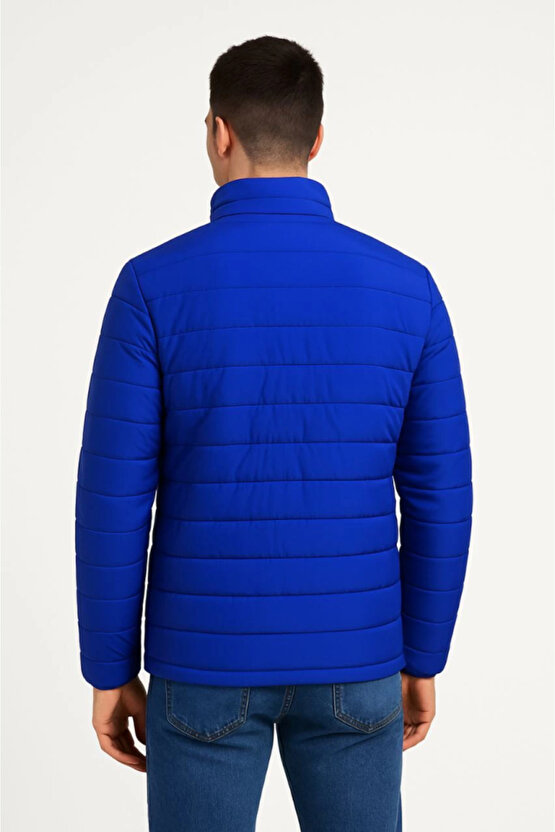 EQURİ Erkek Bomber Mont Ceket – Su İtici Kumaş, Kapitone Astarlı, Fermuarlı, Kışlık - Saks Mavisi