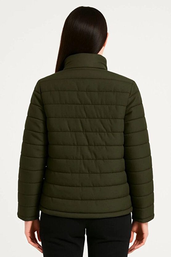 Kadın Bomber Mont Ceket – Su İtici Kumaş, Kapitone Astarlı, Fermuarlı, Kışlık - Haki