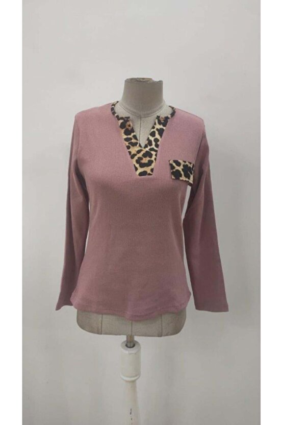 Kadın Uzun Kollu V Yakalı Kaşkorse Bluz