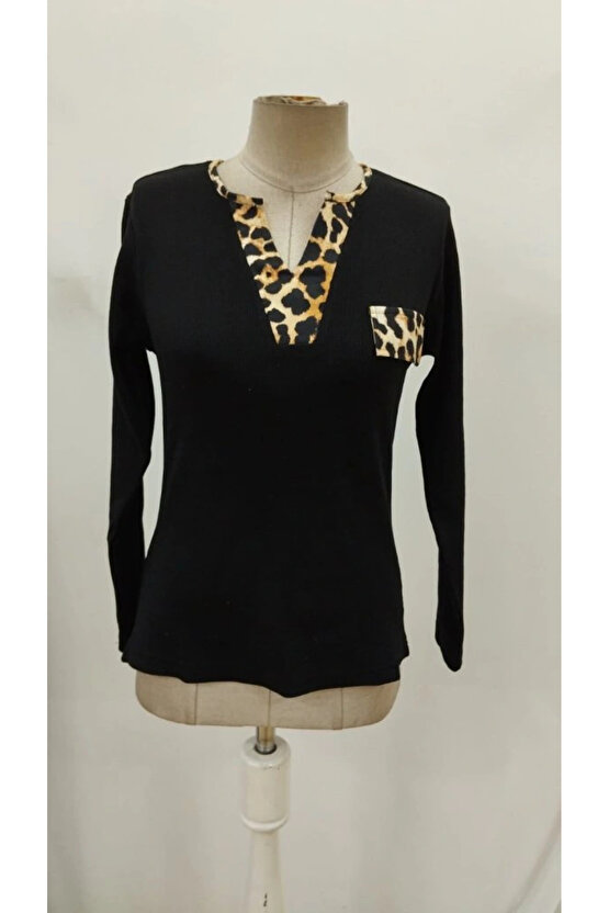 Kadın Uzun Kollu V Yakalı Kaşkorse Bluz