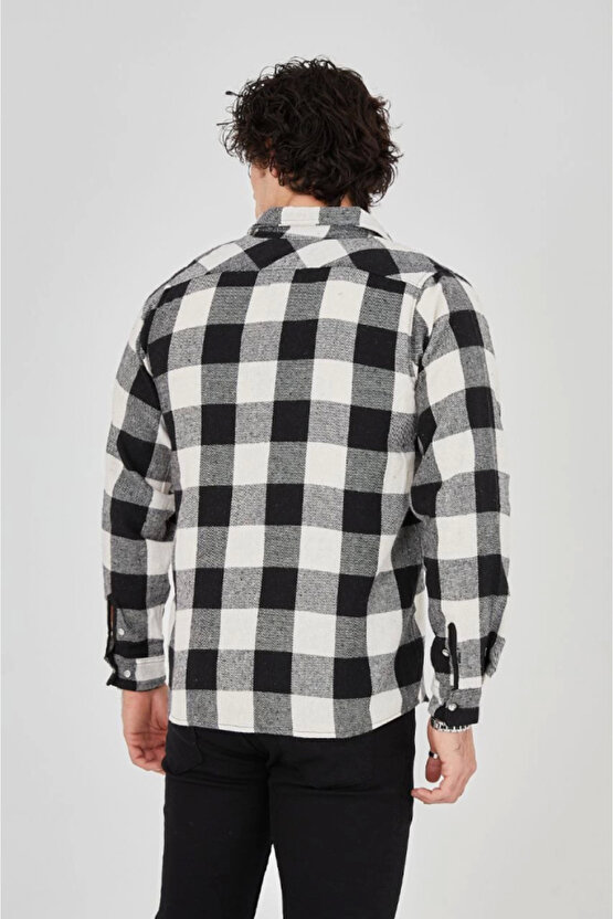 Erkek Uzun Kollu Oduncu Gömlek - Siyah