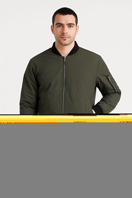 Erkek Bomber Mont Ceket – Fermuarlı, Kapitone İçi Astarlı, Su İtici Kumaş, Regular Fit, Uzun Kollu,