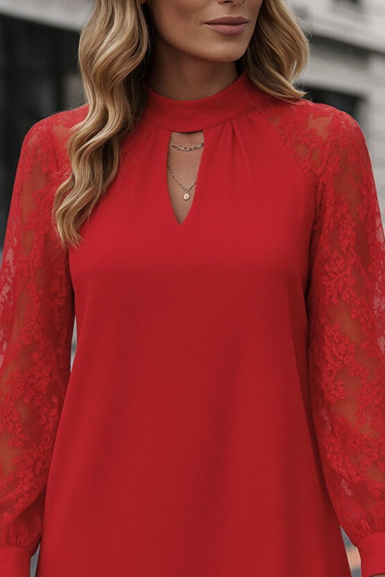 Kadın Uzun Kollu Damla Detaylı Sandy Mini Elbise