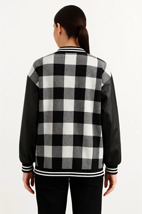 MDB Kolları uni Deri Içi Astarlı Oduncu Kolej Içi Ceket Gri