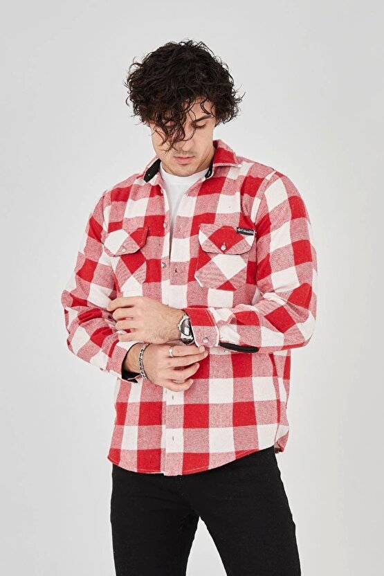 Erkek Oduncu Gömlek – Uzun Kollu, Şardonlu Kumaş, Kareli Desen, Regular Fit, Manşetli, Çift Cepli, R