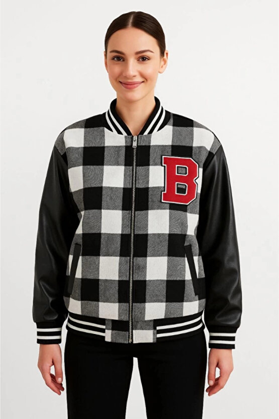 MDB Kolları uni Deri Içi Astarlı Oduncu Kolej Içi Ceket Gri