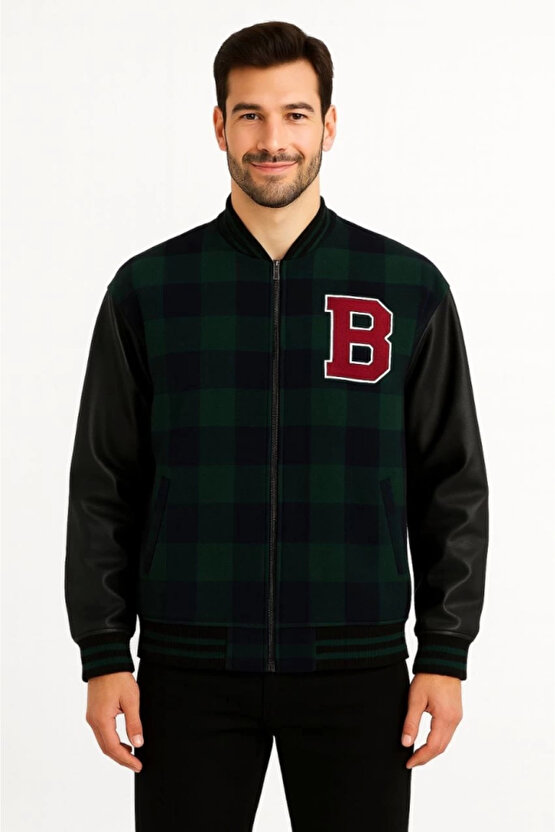 MDB Kolları uni Deri Içi Astarlı Oduncu Kolej Içi Ceket Haki