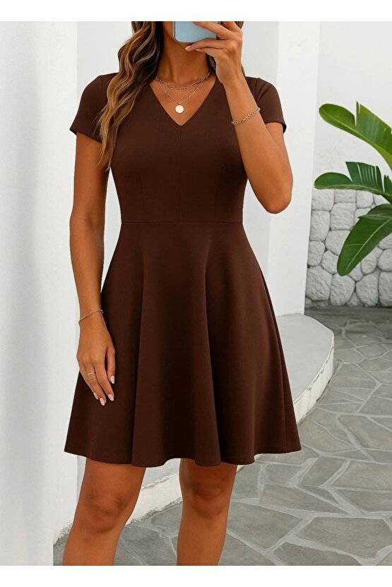 Kadın Kısa Kollu Kiloş Ithal Krep Elbise