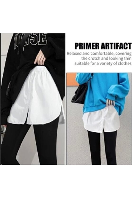 Lastikli Düğmeli Kurtarıcı Gömlek Altı Eteklik -Beyaz