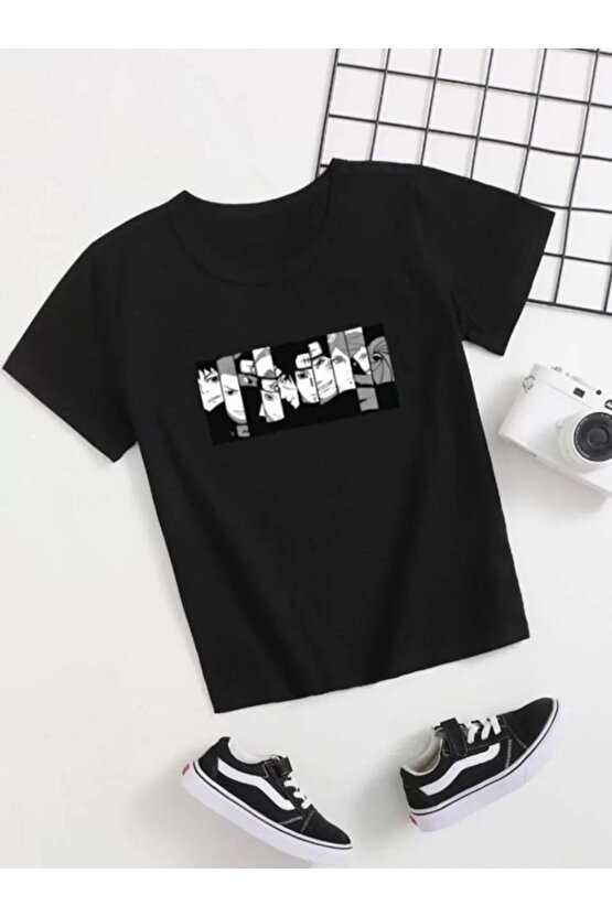 Çocuk Unisex Baskılı T-Shirt - Siyah