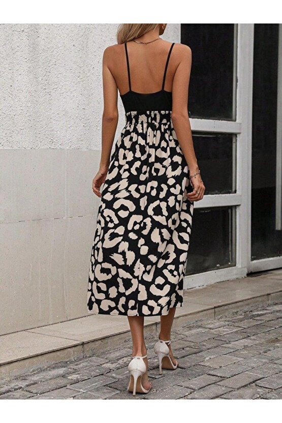 Kadın Ip Askılı Kruvaze Yakalı üst Janjan Alt Süprem Elbise