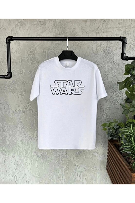 Unisex Bisiklet Yaka Kısa Kol Baskılı T-Shirt - Beyaz