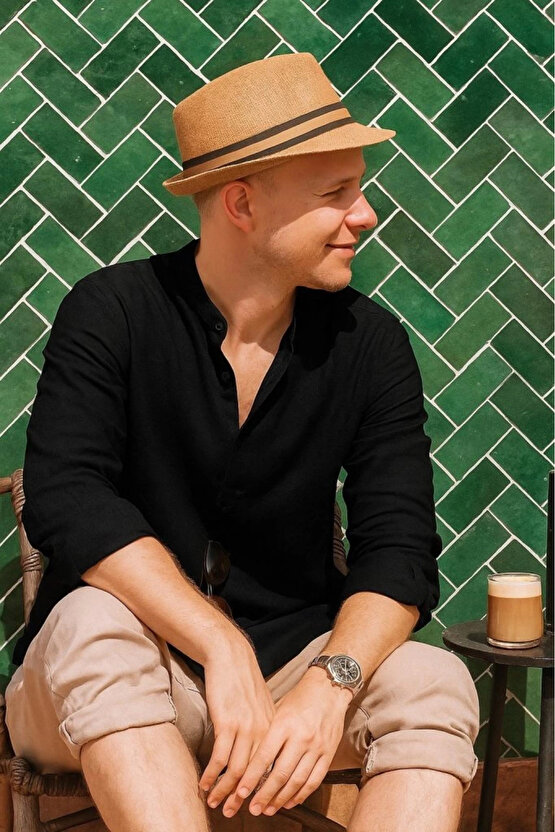 MDB Erkek Uzun Kollu Hakim Yaka Düğmeli Erkek Müslim Gömlek