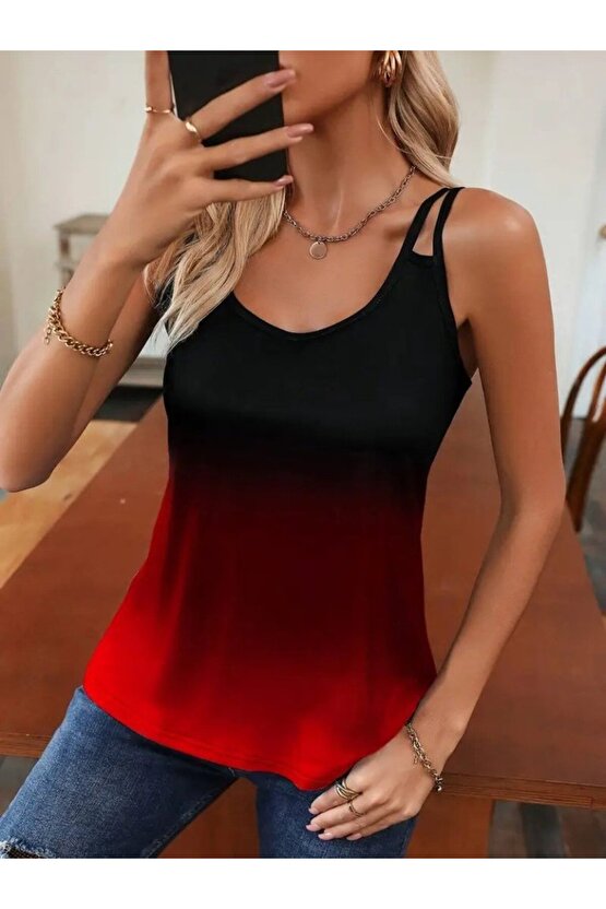 Kadın Askılı Yuvarlak Yaka Süprem Bluz