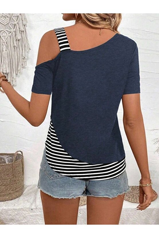 EQURİ Kadın Kısa Kollu Omuzdan Askılı Viskon Bluz