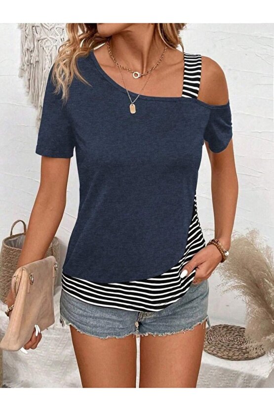 EQURİ Kadın Kısa Kollu Omuzdan Askılı Viskon Bluz