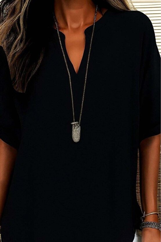 Kadın Kısa Kollu V Yakalı Aerobin Bluz