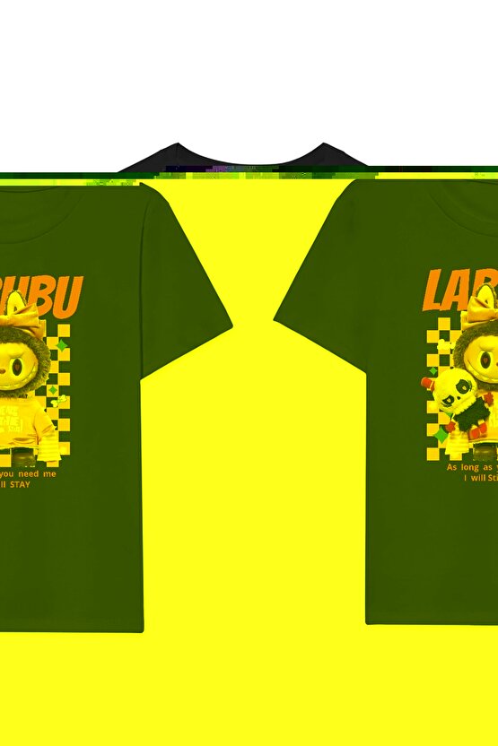Kız Labubu Çocuk Baskılı T-Shirt - Siyah
