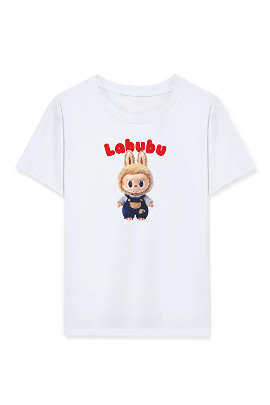 Kız Labubu Çocuk Baskılı T-Shirt - Beyaz