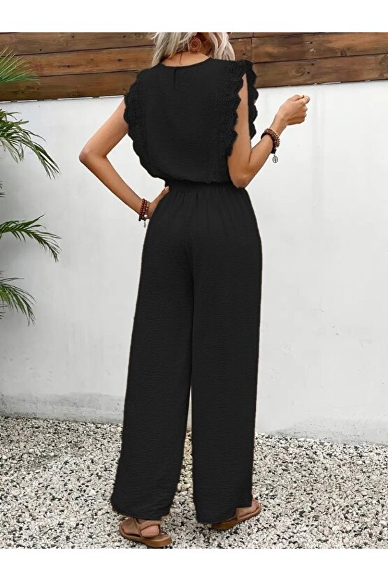 MODAVERA Kadın Kolsuz Bisiklet Yaka Aerobin Bluz Ve Bağcıklı Pantolon