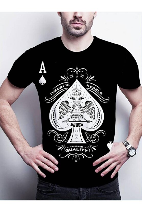 Erkekkısa Kollu Yuvarlak Yaka Desenli Viskon T-shirt