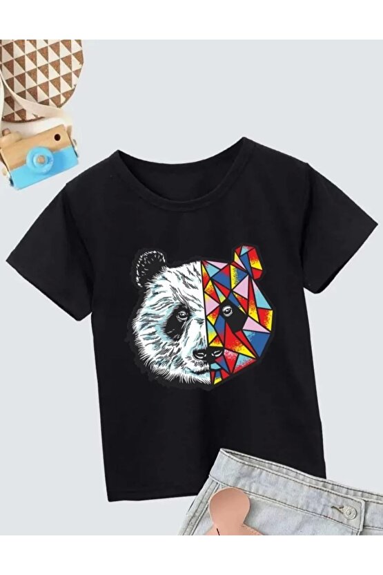 Unisex Çocuk Baskılı T-Shirt - Siyah