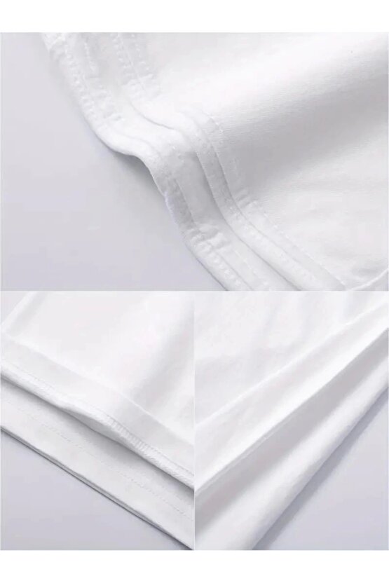 201 Penye Compack Bisiklet Yaka Kore tarzı sevimli ayı baskı Kısa Kol Erkek t-shirt - Beyaz