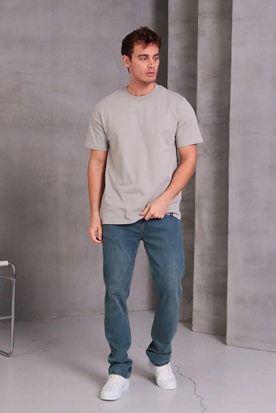 Erkek Relax Fit Bisiklet Yaka %100 Pamuk Rahat Kesim Basic Tişört