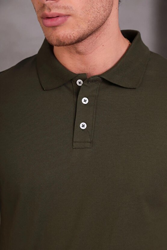 Erkek Slim Fit Pamuklu Yumuşak Doku Nefes Alan Kumaş Yakalı Tişört