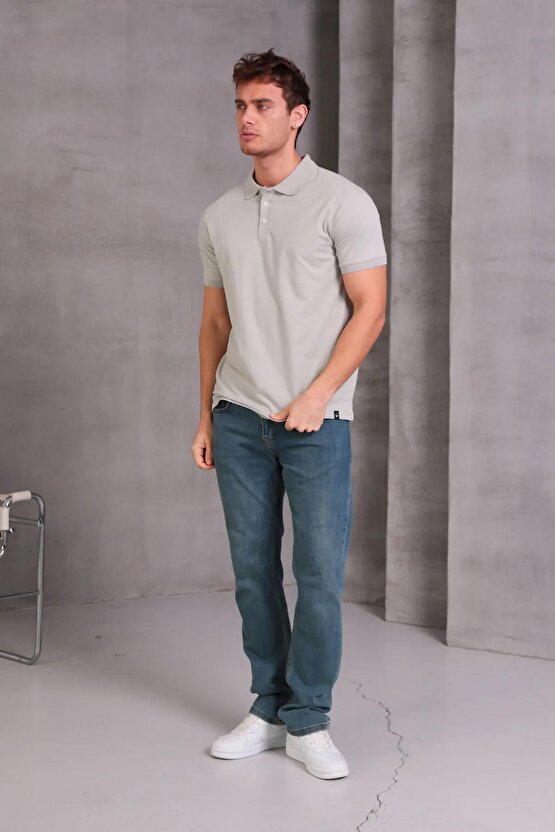 Erkek Slim Fit Pamuklu Yumuşak Doku Nefes Alan Kumaş Yakalı Tişört