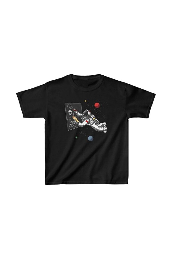 Unisex Çocuk Baskılı T-Shirt - Siyah