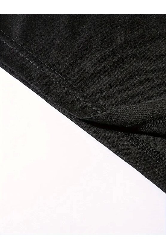 201 Penye Compack Vikings Valhalla Baskılı Oversize Bisiklet Yaka T-shirt - Siyah