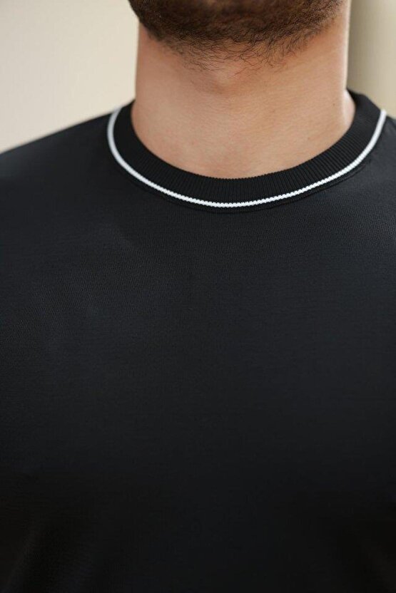 Erkek Bisiklet Yaka Ribanalı Kısa Kollu Tshirt