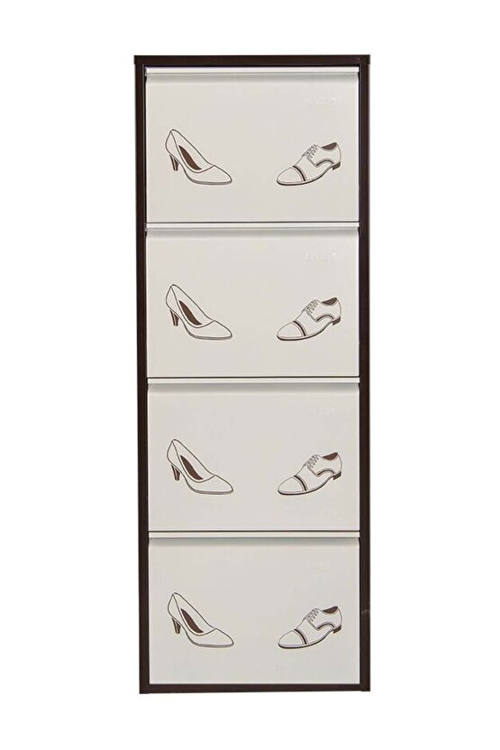 4’lü Metal Ayakkabılık (Kahve-Krem-Ayakkabı) | Kolay Kurulum, Dayanıklı Yapı