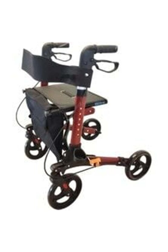 Ithal Lüks Alüminyum Rolatör 4 Tekerlekli Yürüteç Kırmızı