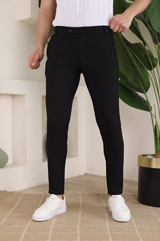 Erkek Slim Fit Likralı Bilek Boy Dilli Kumaş Pantolon
