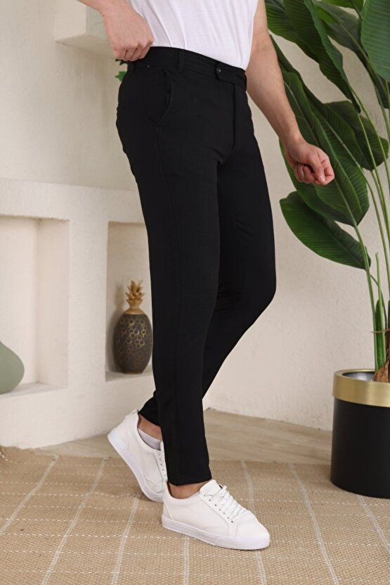 Erkek Slim Fit Likralı Bilek Boy Dilli Kumaş Pantolon