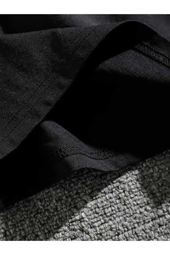 Erkek Dağ Grafikli Tişört, Yaz için Büyük Beden Rahat T-shirt - Siyah