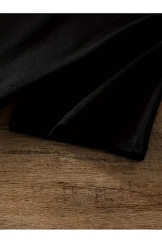 201 Penye Compack Ayı Baskılı Oversize Bisiklet Yaka Kısa Kol T-shirt - Siyah