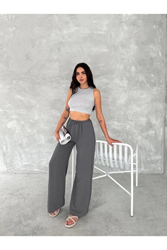 Ayrobin Oversize Kadın Pantalon - Füme