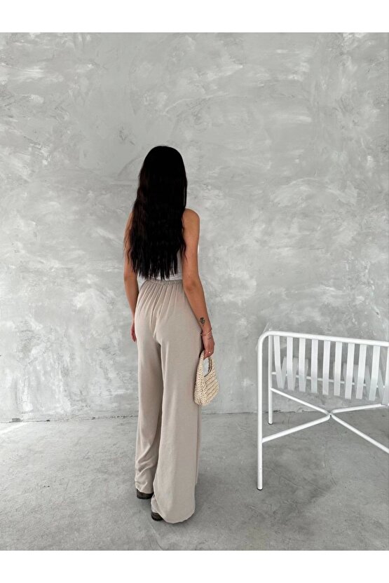 Ayrobin Oversize Kadın Pantalon - Bej