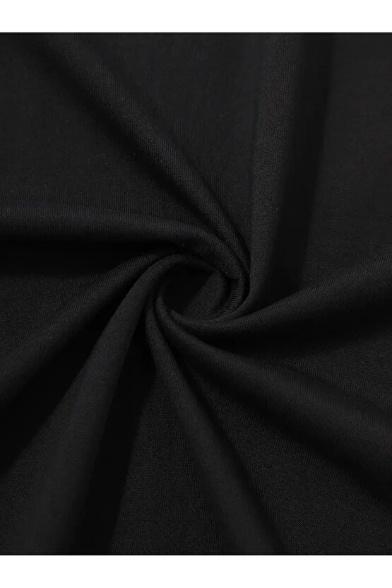 201 Penye Compack Palmiye Ön Baskılı Oversize Bisiklet Yaka Kısa Kol Yazlık T-shirt - Siyah