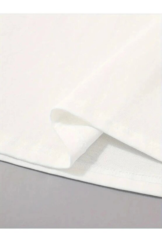 201 Penye Compack Sarj %1 Baskılı Oversize Bisiklet Yaka Kısa Kol Yazlık T-shirt - Beyaz