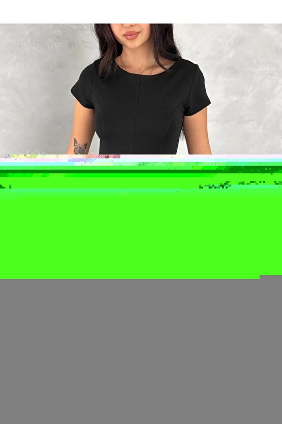 kısa kollu Mini Elbise - Siyah