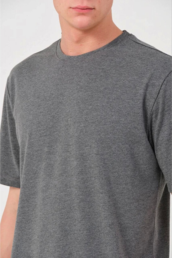 Erkek 241 Düz A Kalite Oversize T-shirt - Antrasit