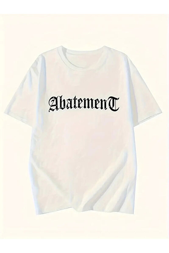 Örümcek Ağı Desenli Baskılı Oversize Bisiklet Yaka T-shirt - Beyaz