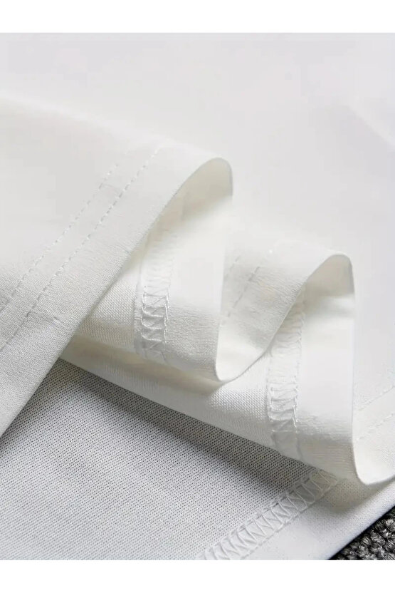 Sporda Günlük Hayata Giyilebilir GYM Baskılı Oversize Bisiklet Yaka Erkek T-shirt - Beyaz